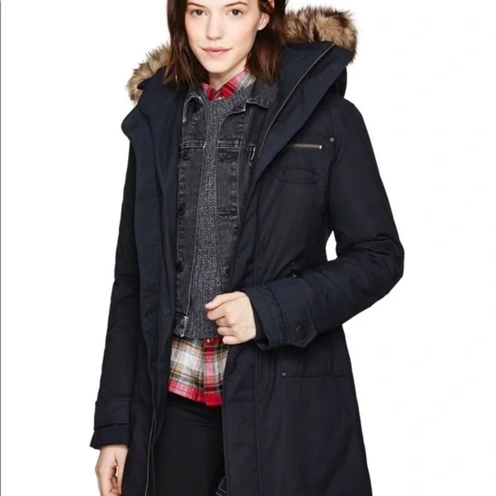 🖤 ❄️ Aritzia TNA Women’s Black Verbier Hooded (No Fur) Parka Sz S Cabincore